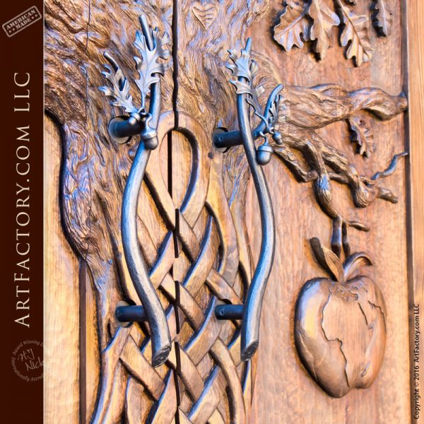 Craftsman Art Nouveau Door: Custom Fine Art Hand Wood Carving