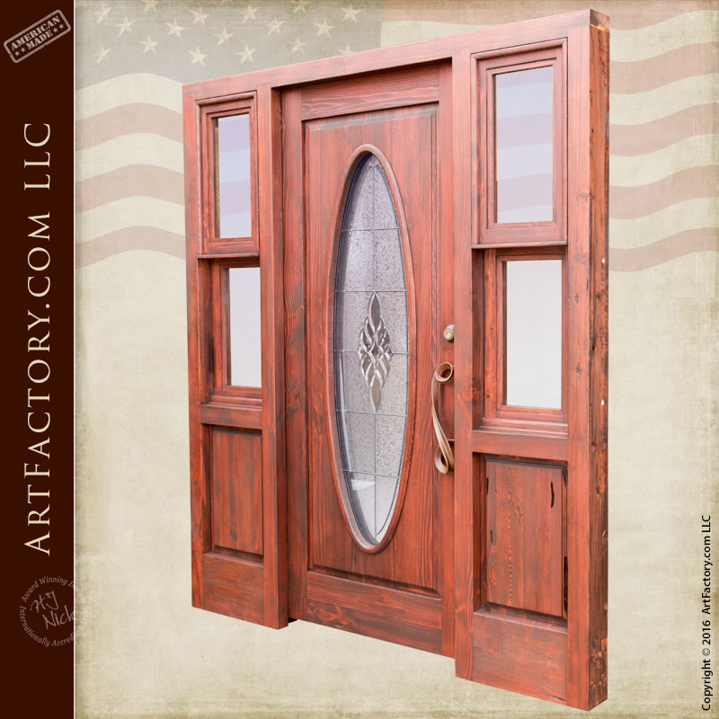 Oval Window Custom Wooden Door, Sidelights - Scottsdale Art Factory