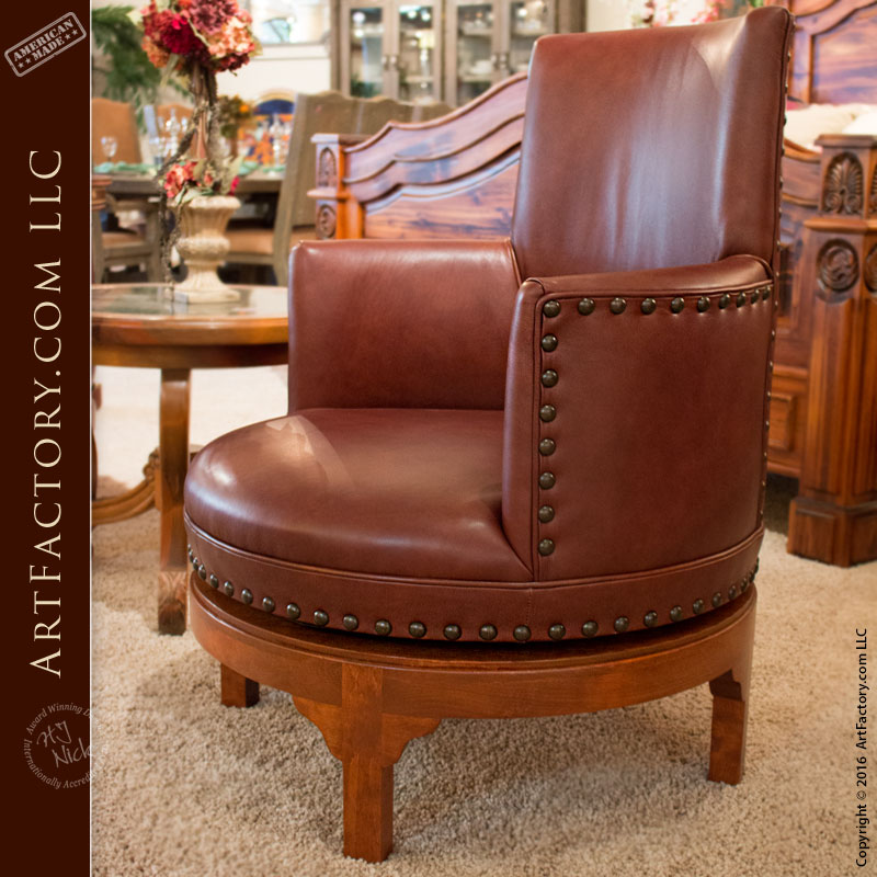 custom fine leather swivel chair