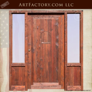 raised grain wood cabin entrance door