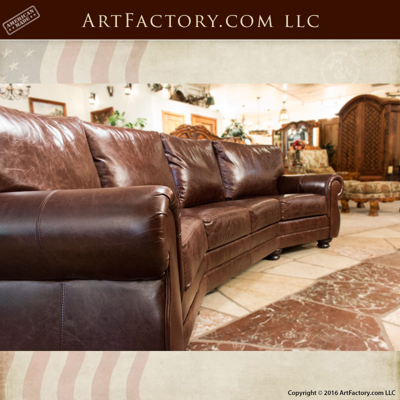 Curved Four Cushion Full Grain Leather Sofa
