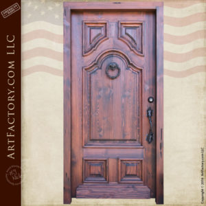 custom door with custom wrought iron hardware