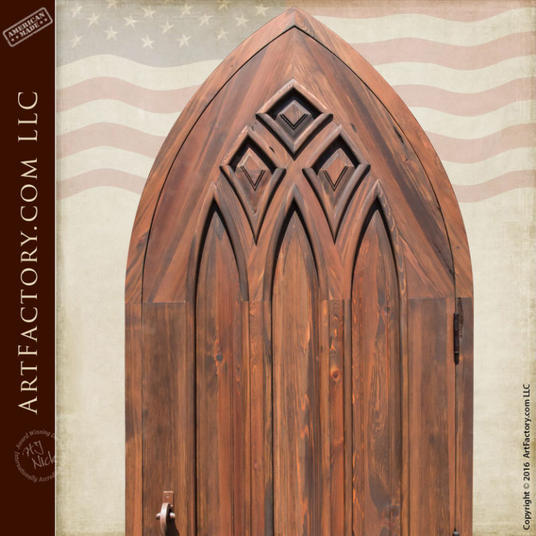 Gothic Style Cathedral Arched Door: Handcrafted Solid Wood Doors