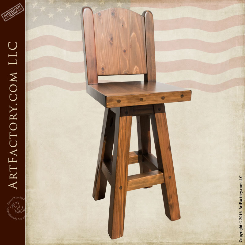 Custom Wood Bar Stools Hand Carved Nature Scene