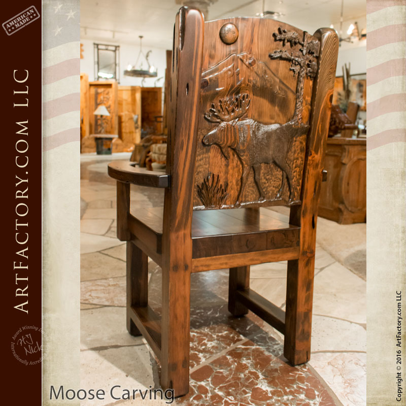 Hunting Lodge Dining Set Hand Carved Wilderness Theme Tables and Chairs