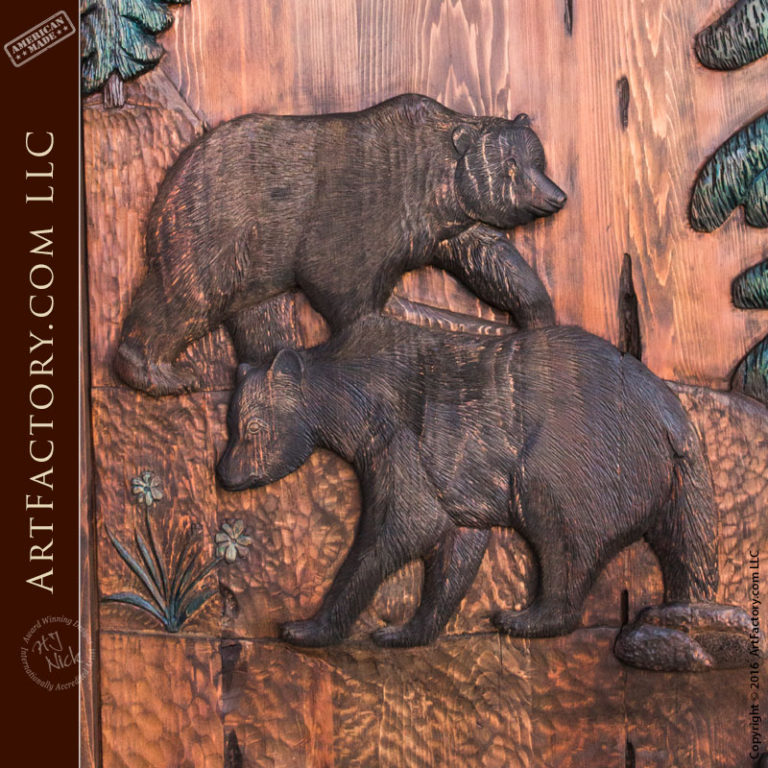 Custom Hand Carved Wildlife Door Lodge Door With Sidelights