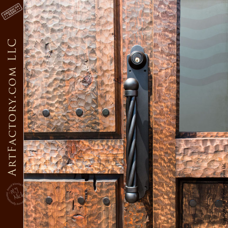 Arched Custom Front Doors with Sidelights Hand Chiseled Scottsdale