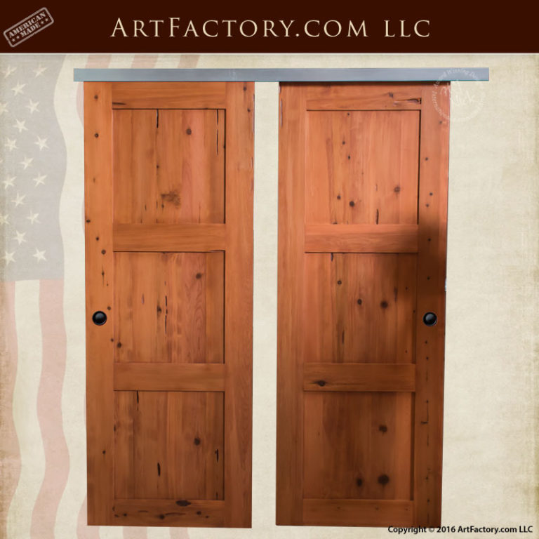 Custom Solid Wood Sliding Doors Rustic Style Double Doors