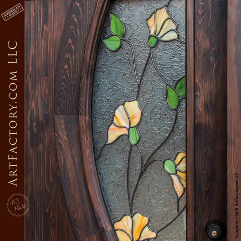 Tulip Stained Glass Door Craftsman Entry Door With Sidelights