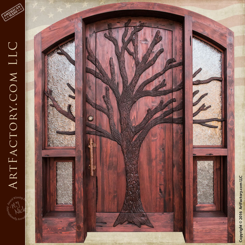 Hand Carved Tree Entrance Door: Lodge or Cabin Doors with ... (800 x 800 Pixel)