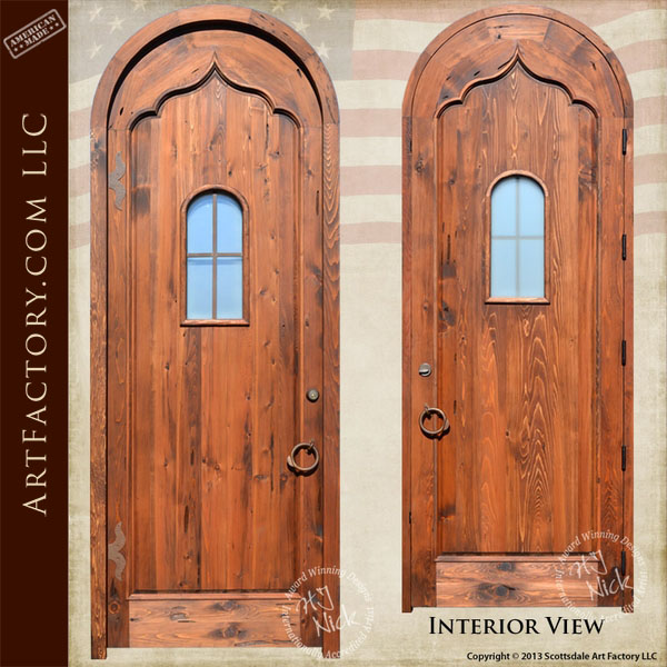 Gothic Arched Front Door: With Custom Hand Forged Iron Hardware