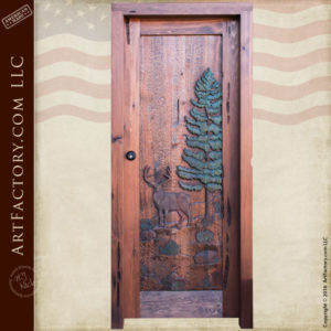deer theme hand carved wood door