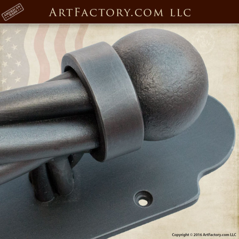 Ball And Twist Door Pull: Solid Wrought Iron With Back Plate