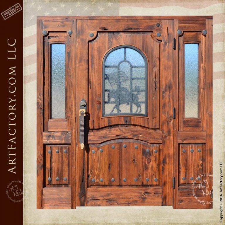 Western Style Custom Door: Cowboy and American Flag