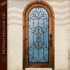 arched wood iron glass entry door