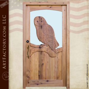 owl theme carved wood door