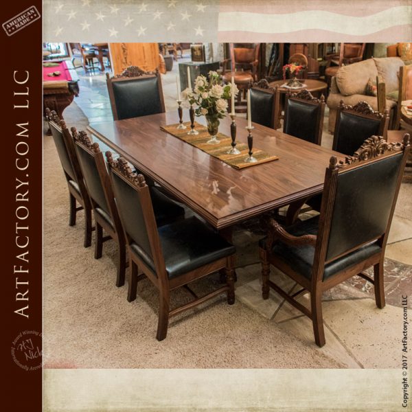 Hand Carved Dining Table Fine Art, Custom Wooden Dining Room Tables