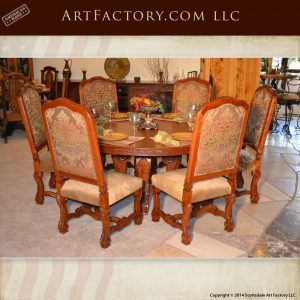 hand carved cherry round dining table with hand carved cherry dining chairs