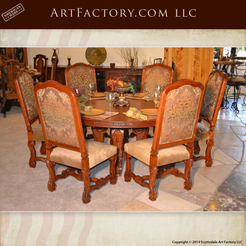 Hand Carved Solid Cherry Round Dining Table: 7 Piece ... (800 x 800 Pixel)