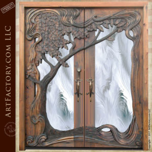 Art Nouveau style hand carved door