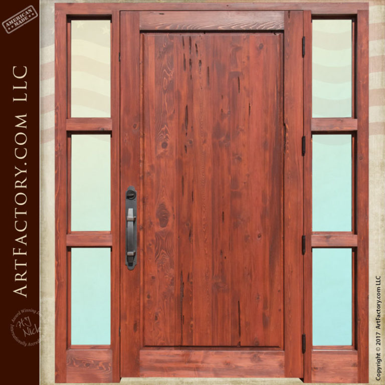 Hand Carved Douglas Fir Exterior Door With Sidelights