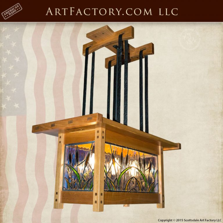 Craftsman Stained Glass Chandelier Greene & Greene Inspired Design