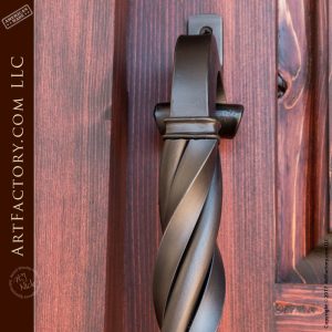 castle entrance door with c-scroll twisted door pull