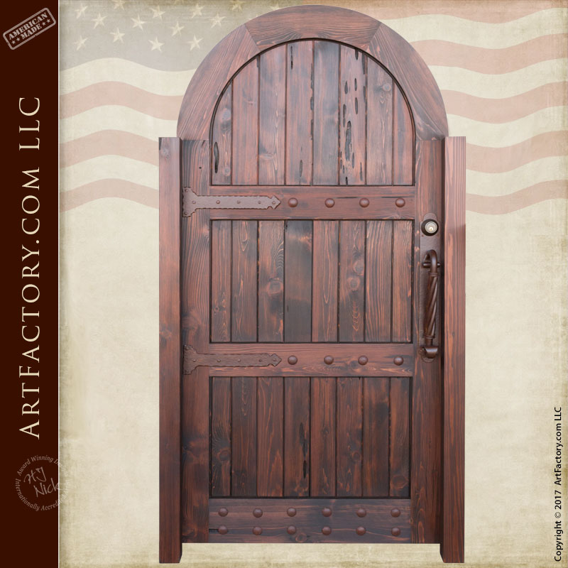 Arched Wooden Garden Gate: Custom Vertical Groove Design (800 x 800 Pixel)