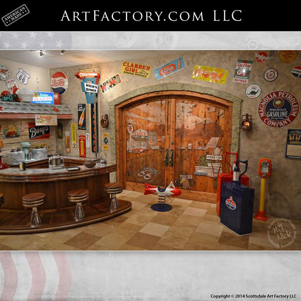 Retro Man Cave Collectibles Display Route 66 Texaco Station