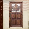 Carved Maple Leaf Theme Wood Door Custom Solid Wood Front Doors