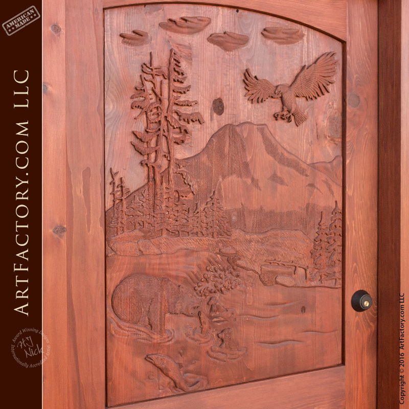 Hand Carved Forest Scene Door
