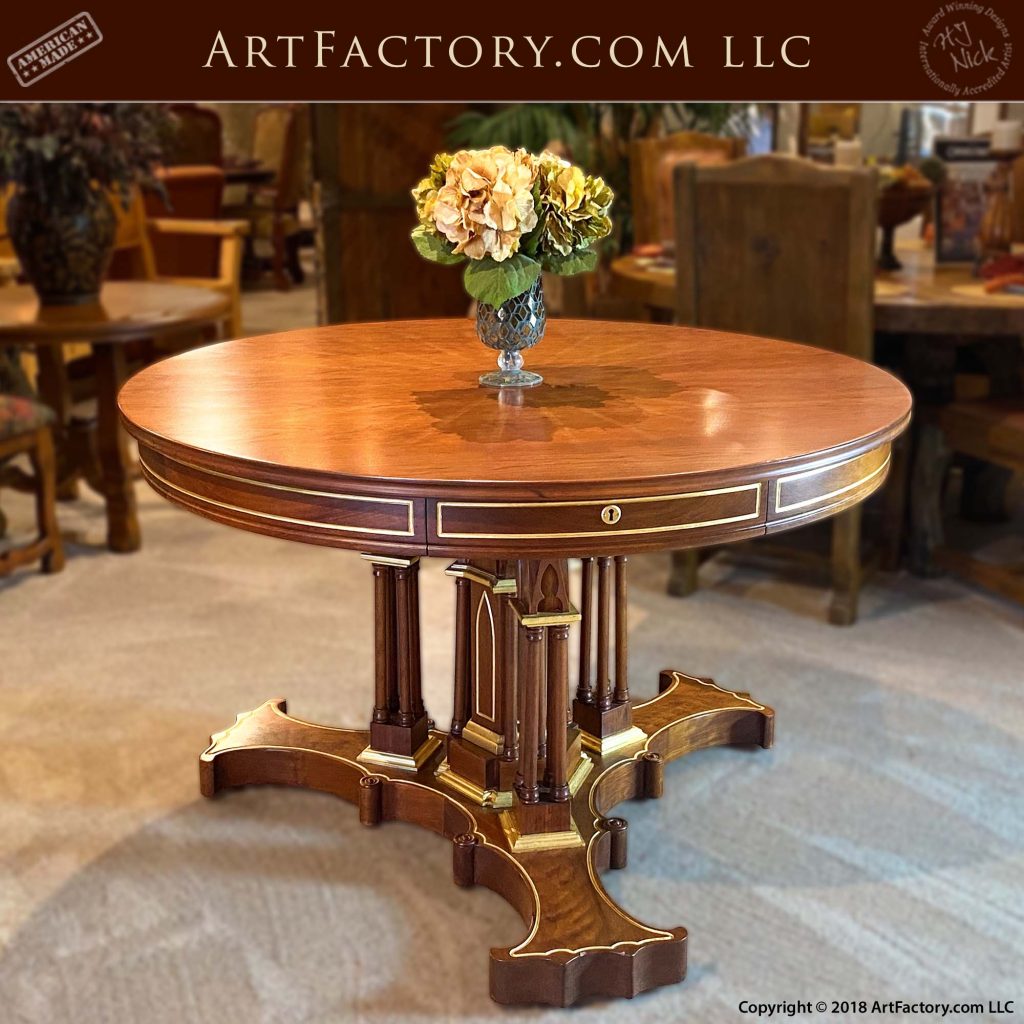Custom Oval Dining Table Handmade With Granite Inlay Table Top