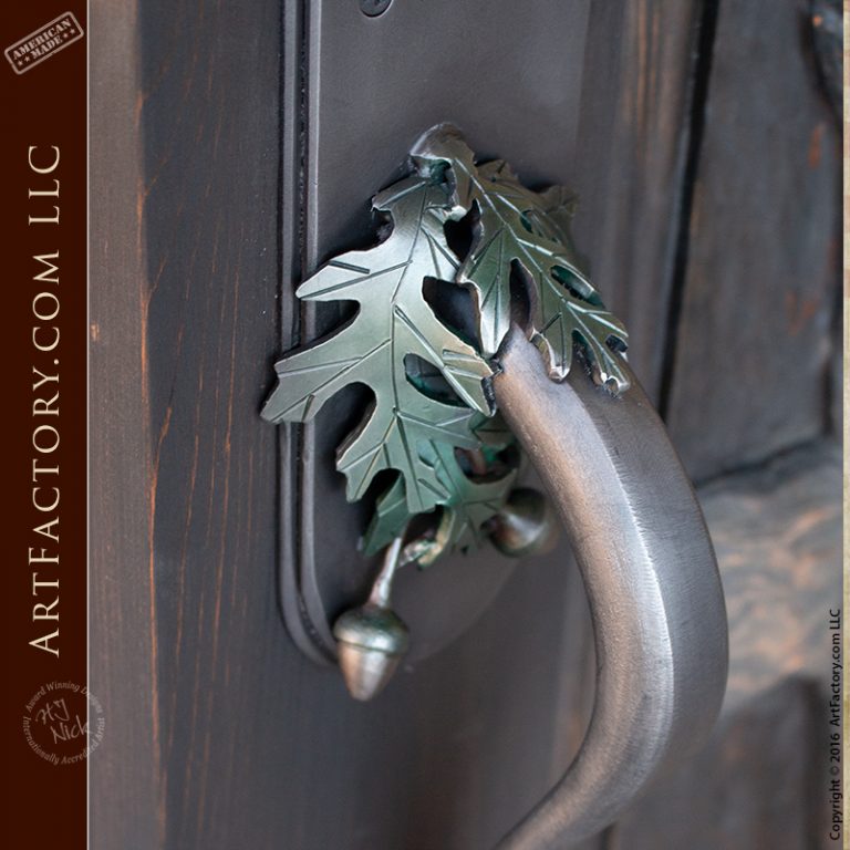 Oak Leaf Door Handle Custom Nature inspired Hardware Designs