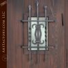 handcrafted double entrance doors with Spanish style door grill