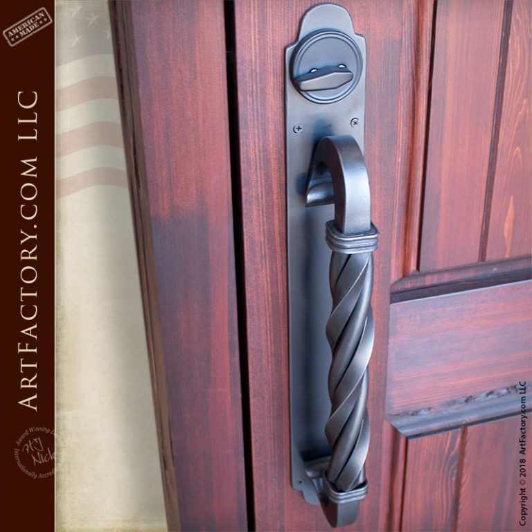 Vertical Groove Panel Door: Solid Wood With Hand Forged Iron Hardware