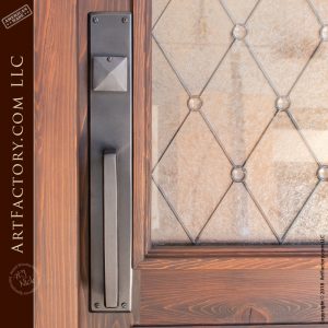 semi-arched leaded glass panel door