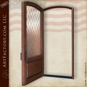 semi-arch glass panel door pre-hung in a solid wood jamb