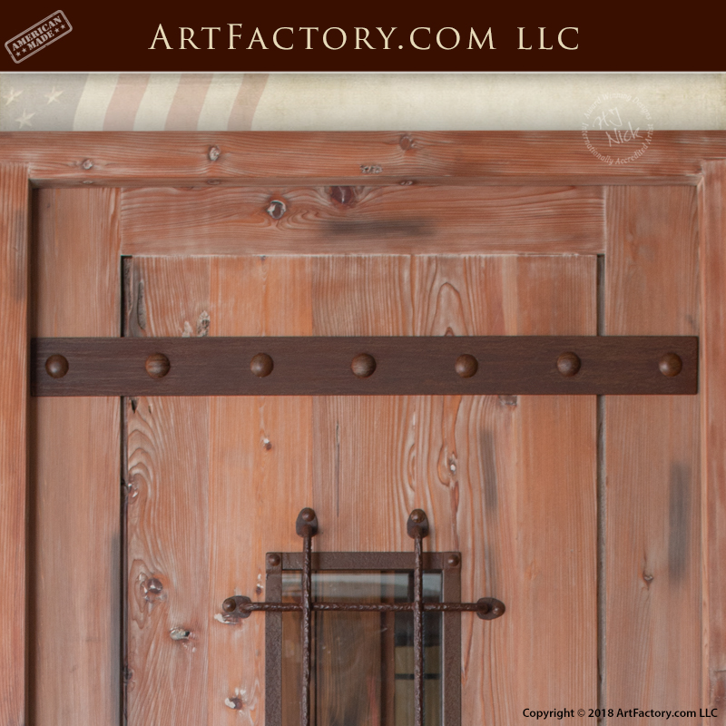 medieval fortress door with custom full span strap