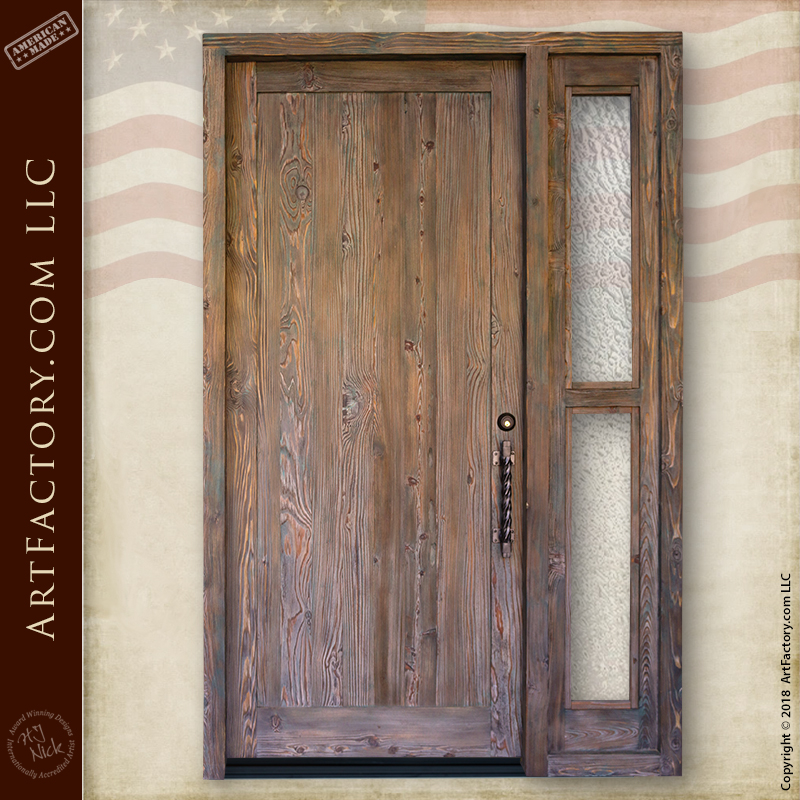 Rustic Wood Front Door: With Custom Textured Glass Sidelight (800 x 800 Pixel)