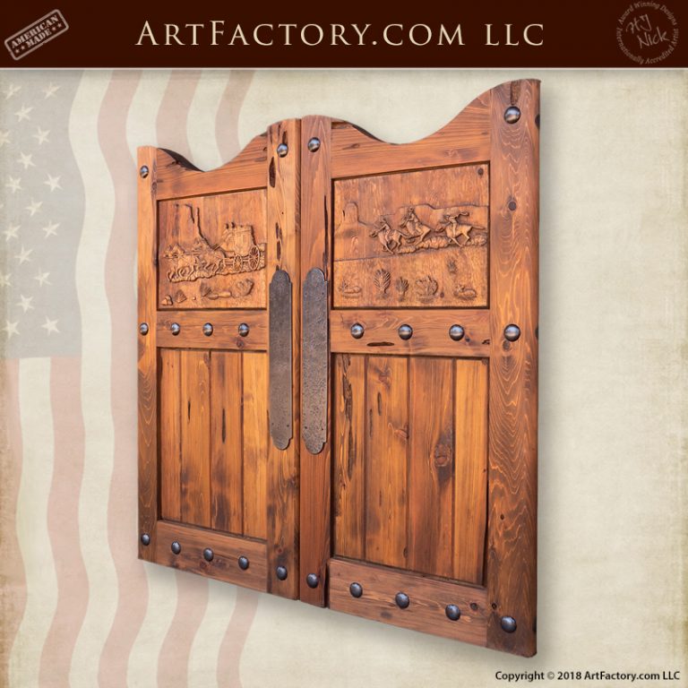 Custom Hand Carved Saloon Doors: Fine Art Certified Design