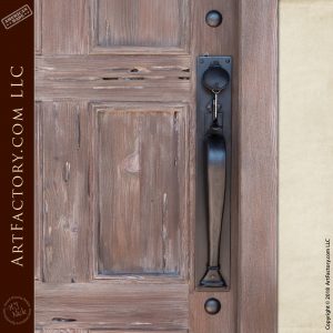 weathered wood arched door