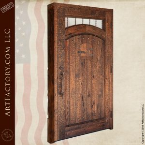 Rustic Cabin Entrance Door: Custom Solid Pre-Weather Wood Design