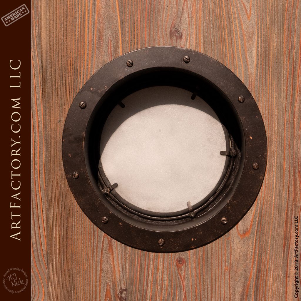 Custom Nautical Porthole Door: Master Handcrafted Solid Wood Entrance