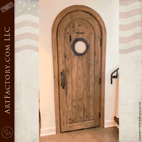 Custom Nautical Porthole Door: Master Handcrafted Solid Wood Entrance