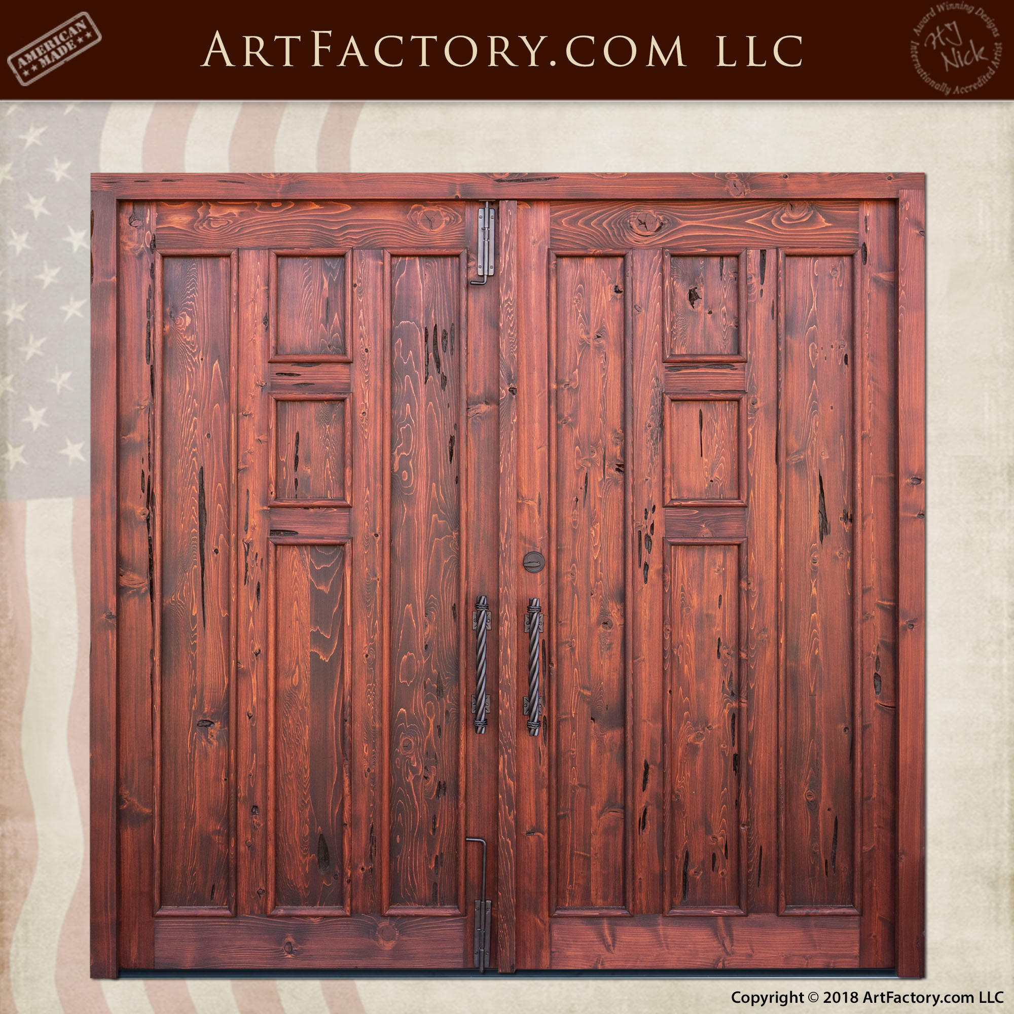 Craftsman Wood Panel Double Doors