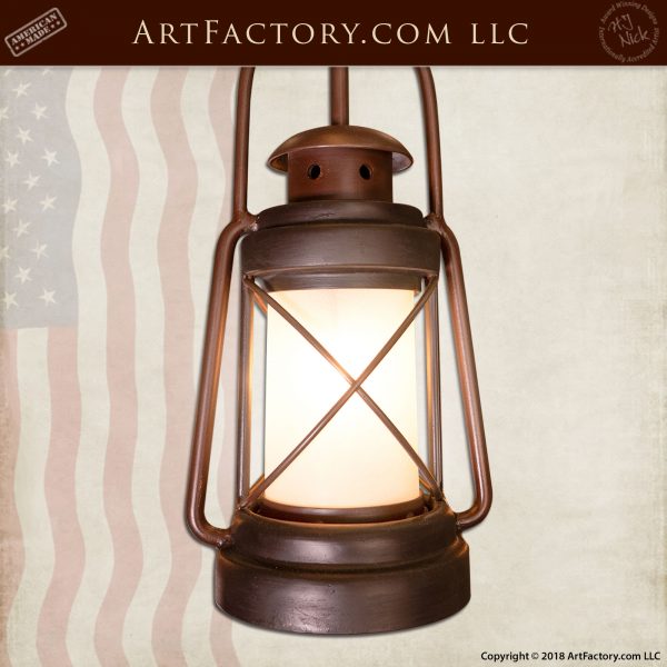 Old Fashioned Rustic Western Stars Electric Metal Lantern Lamp Or