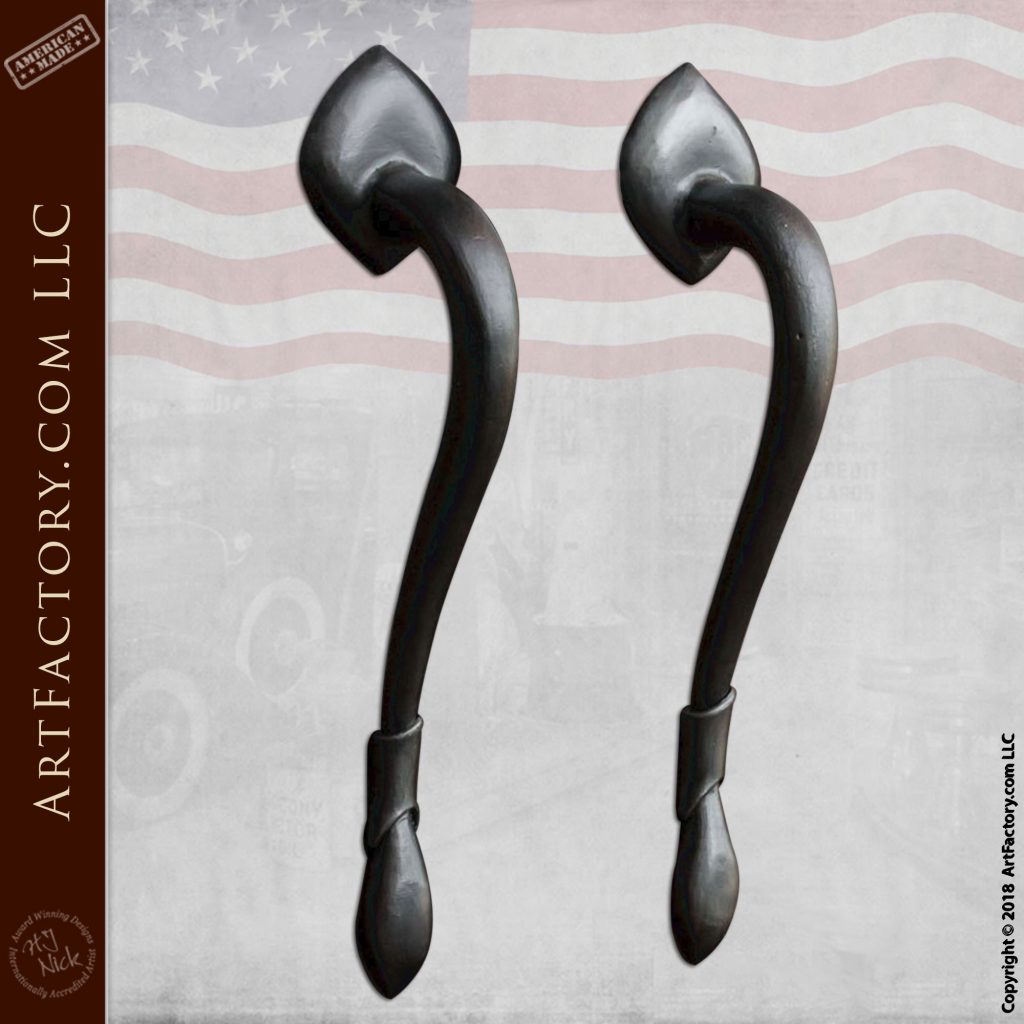 Medieval Lever Style Handles Hand Hammered With Matching Backplates