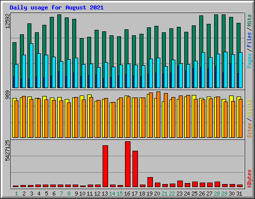 Daily usage for August 2021