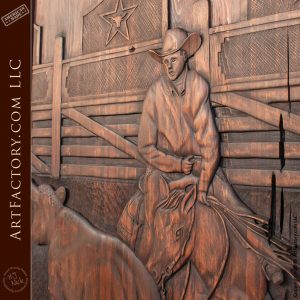 cowboy on horseback carving