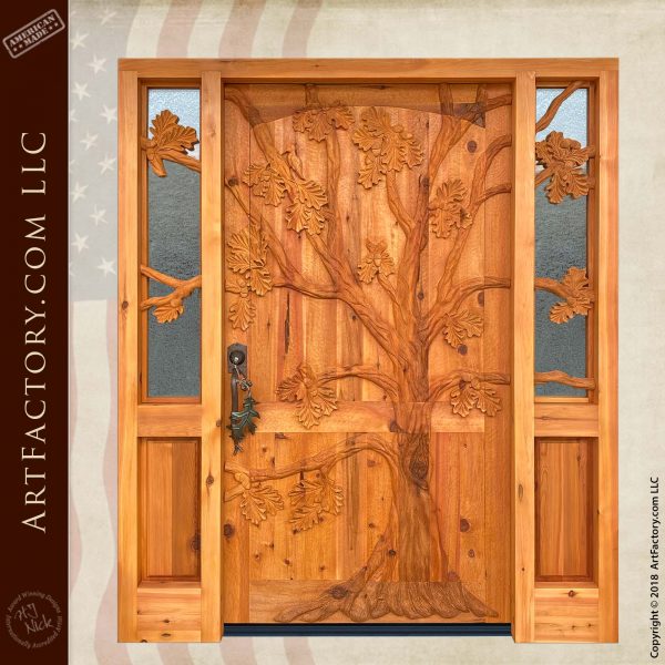 Oak Tree Carved Front Door